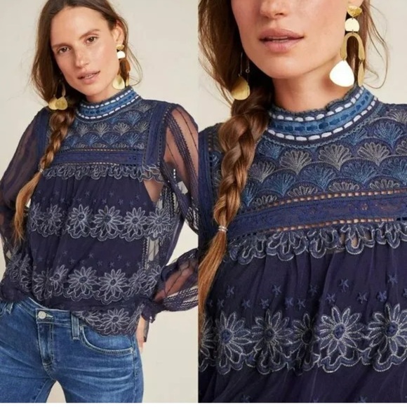 ANTHROPOLOGIE ⭐️ Blank embroidered blouse - Picture 1 of 12